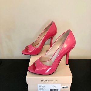 BCBG Patent Peep Toe Heels
